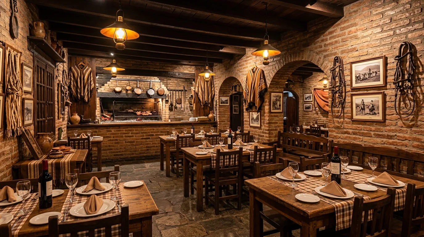 Salón cálido de El Paseo Güemes con mesas de madera y luz tenue
